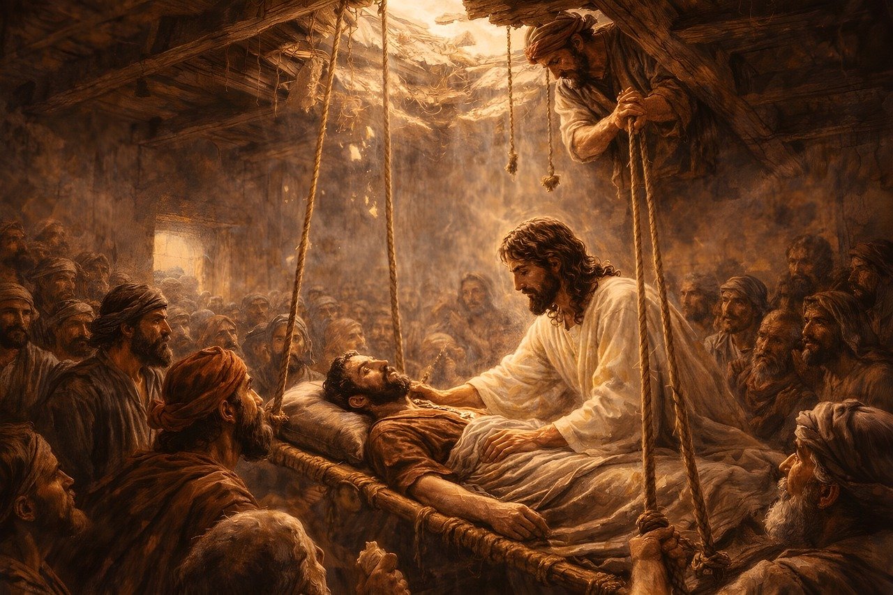 中風の人を癒すキリスト